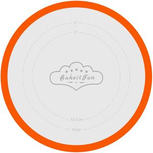 BakeitFun Small Round Silicone Baking Mat in 8.5 Inch Size, Microwave And Dishwasher Safe Reusable And Multipurpose Kitchen Tool, Made of Professional German Grade, Non-Stick Surface, Orange
