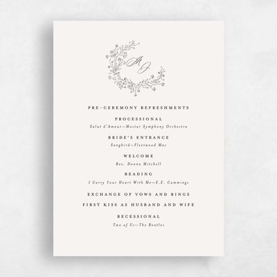 Light Oatmeal, Beige Wedding Program - Sequoia