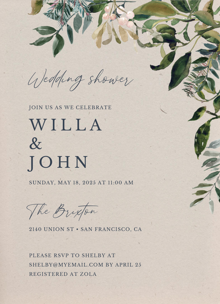 Zola Wedding &amp; Bridal Shower Invitations - Buxton Classic