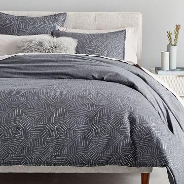 Flannel Tossed Lines Duvet Cover - West Elm
