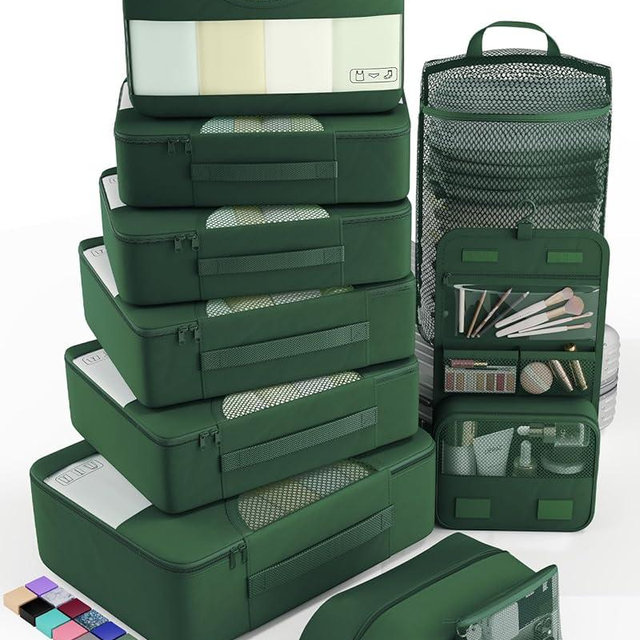 Veken 10 Set Packing Cubes for Travel Essential, Suitcase Organizer Bags in 4 Sizes, Carry-On Luggage Accessories with Large Laundry & Hanging Toiletry Bag, Must-Have for Airplane, Road Trip & Camping