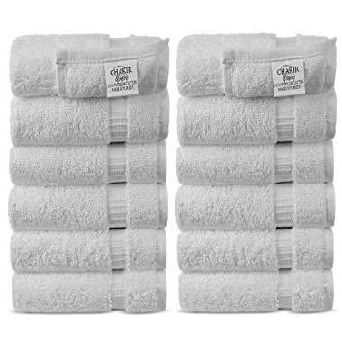 Chakir Turkish Linens 100% Turkish Cotton Luxury Hotel & Spa Quality Highly Absorbent Washcloths (Set of 12, White)