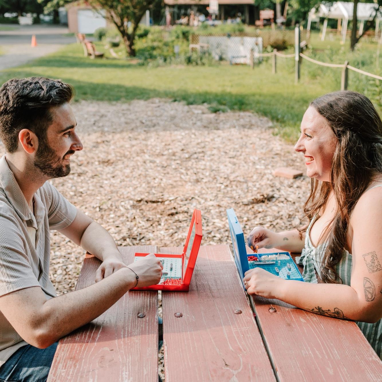 Katie and Troy had an intense back and forth competition throughout college of who could win more games of Battleship. Troy was convinced he "had the best configurations"