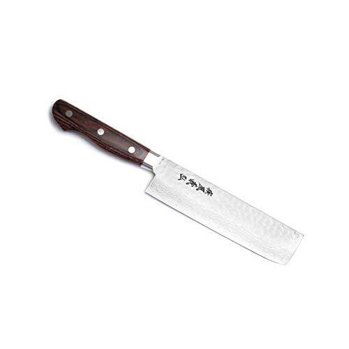 Yoshihiro VG-10 16 Layer Hammered Damascus Stainless Steel Nakiri Vegetable Knife (6.5'' (165mm))