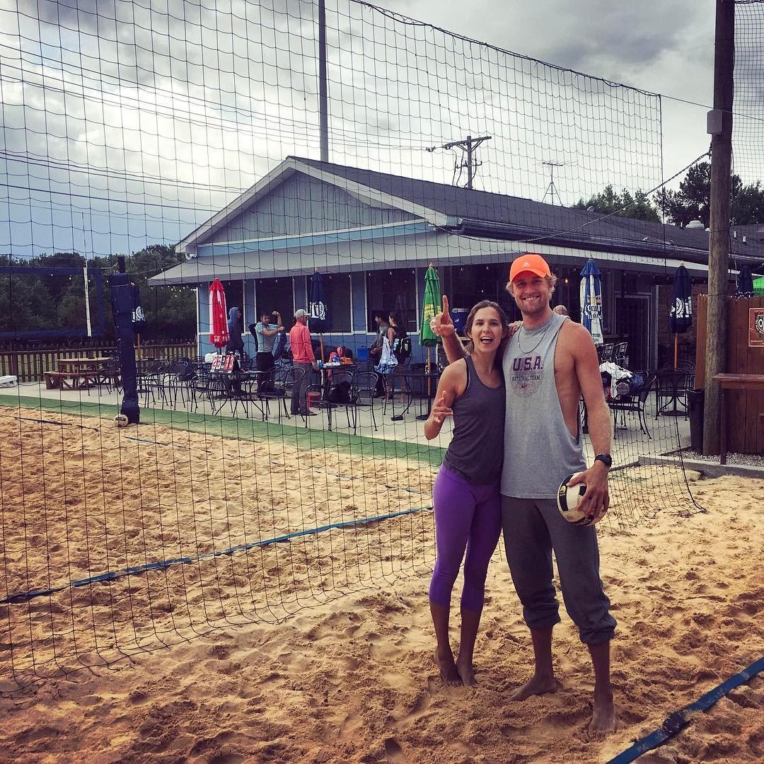 We love to play together. During Brandon's volleyball career, he scooped up a new partner and they won a local tournament in Cornelius, NC.