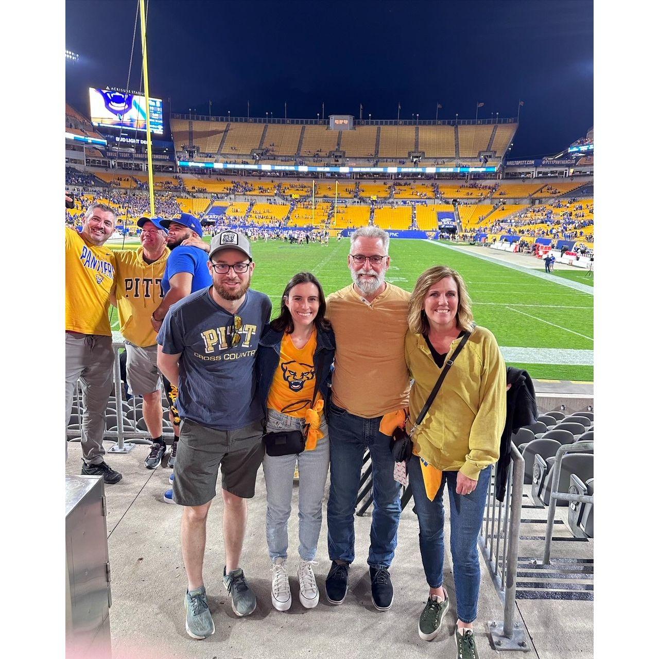 Pitt football with Emily's parents. Memorable win over Syracuse!