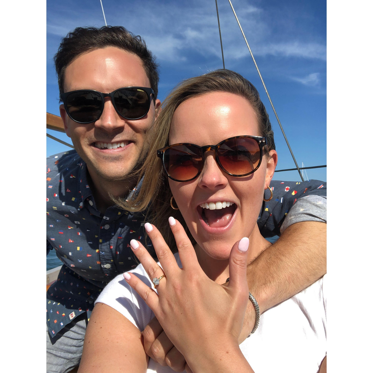 A few minutes after we got engaged on the sailboat