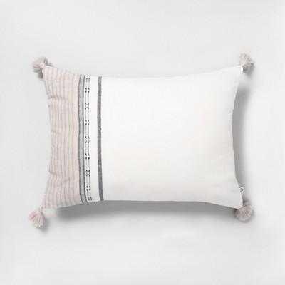 14x20 Ombre Throw Pillow Stripe Sour Cream / Gray - Hearth &#38; Hand&#8482; with Magnolia
