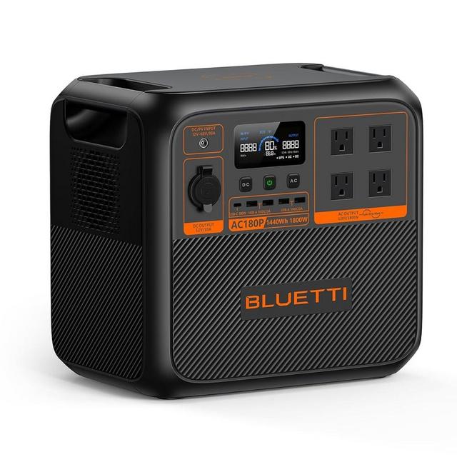 BLUETTI Portable Power Station AC180P, 1440Wh LiFePO4 Battery Backup w/ 4 1800W (2700W Power Lifting) AC Outlets, 0-80% in 45Min, Solar Generator for Camping, Off-Grid, Power Outage