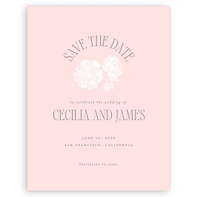 Soft Pink Wedding Digital Save the Date - Corisande Portrait