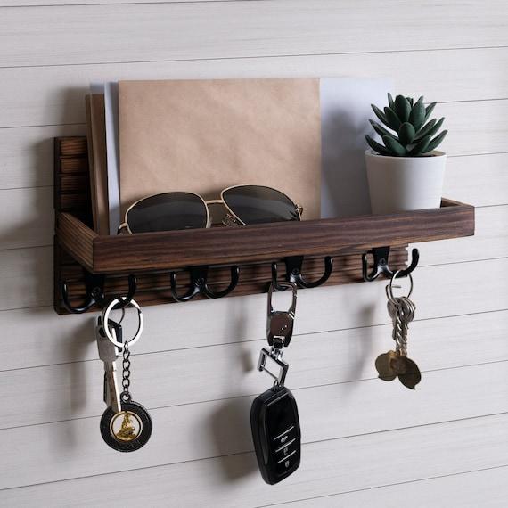 Wooden Key and Mail Holder For Entryway