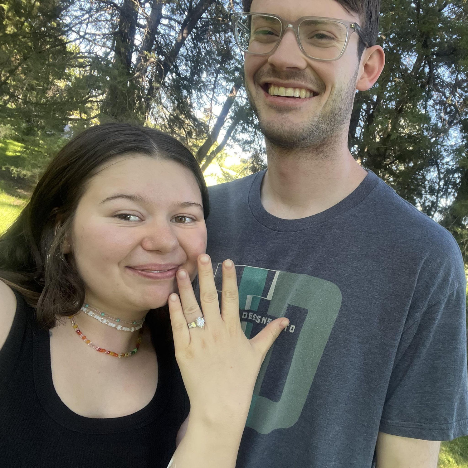 Our first picture after he popped the question!
