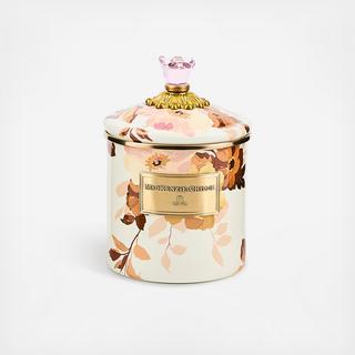 Wild Rose White Stainless Steel Canister