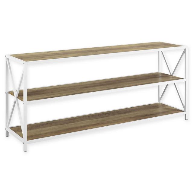 Forest Gate 60-Inch Blair Console/Bookshelf in White/Rustic Oak