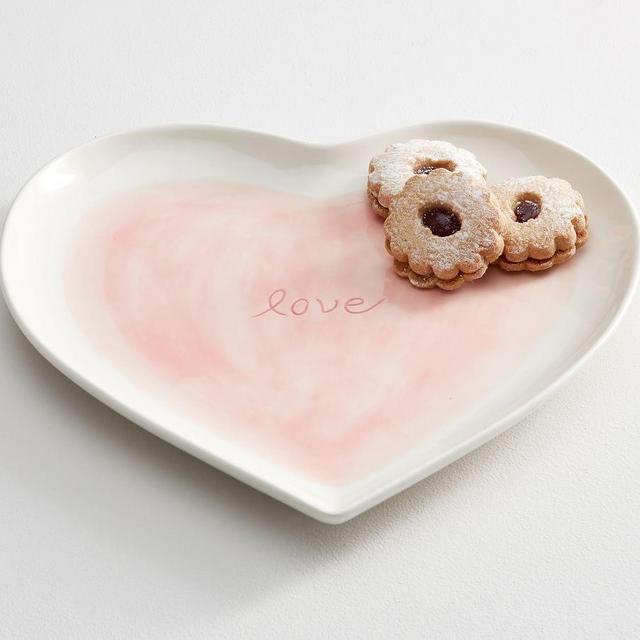 Watercolor Heart Shaped Stoneware Serving Platter