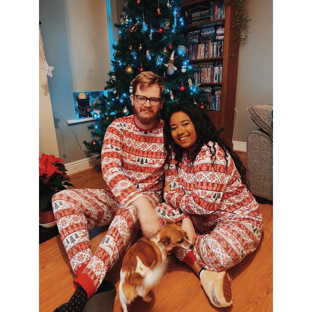 Christmas 2021. Diana forced Sean to wear matching PJs!