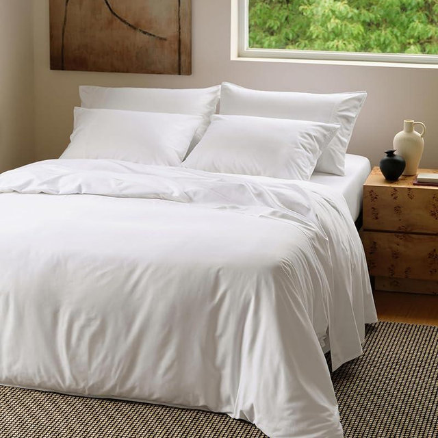 Bedsure Cooling Duvet Cover King Size, Cotton & Rayon Derived from Bamboo Blend Duvet Cover Set for Hot Sleepers, Ultra-Soft, Breathable & Lightweight Home Bedding for All Seasons (White,104"x90")