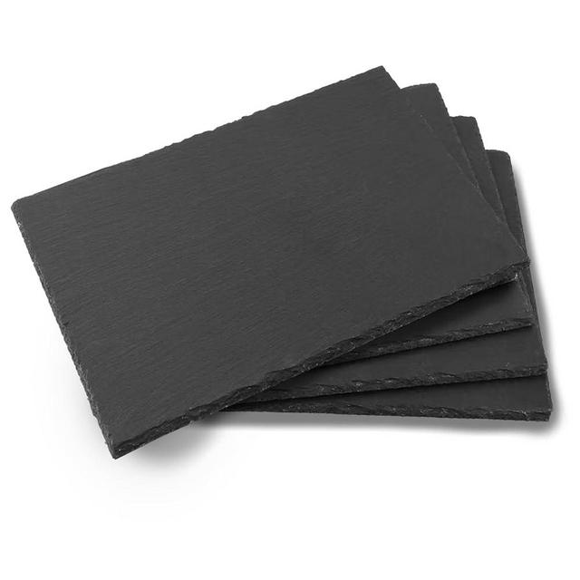 Lidesheng 4 Pack 16''x12'' Black Slate Cheese Board Slate Stone Plates with Natural Edge Square Serving Tray Coaster for Fruit Dessert Appetizer Cake Fruit Meat Kitchen Dining Party
