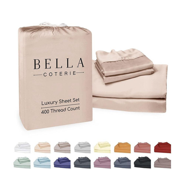 Bella Coterie Luxury Bamboo Viscose King Size Sheet Set | 100% Organically Grown | Ultra Soft | Cooling for Hot Sleepers | 18" Deep Pocket [Dusty Rose]