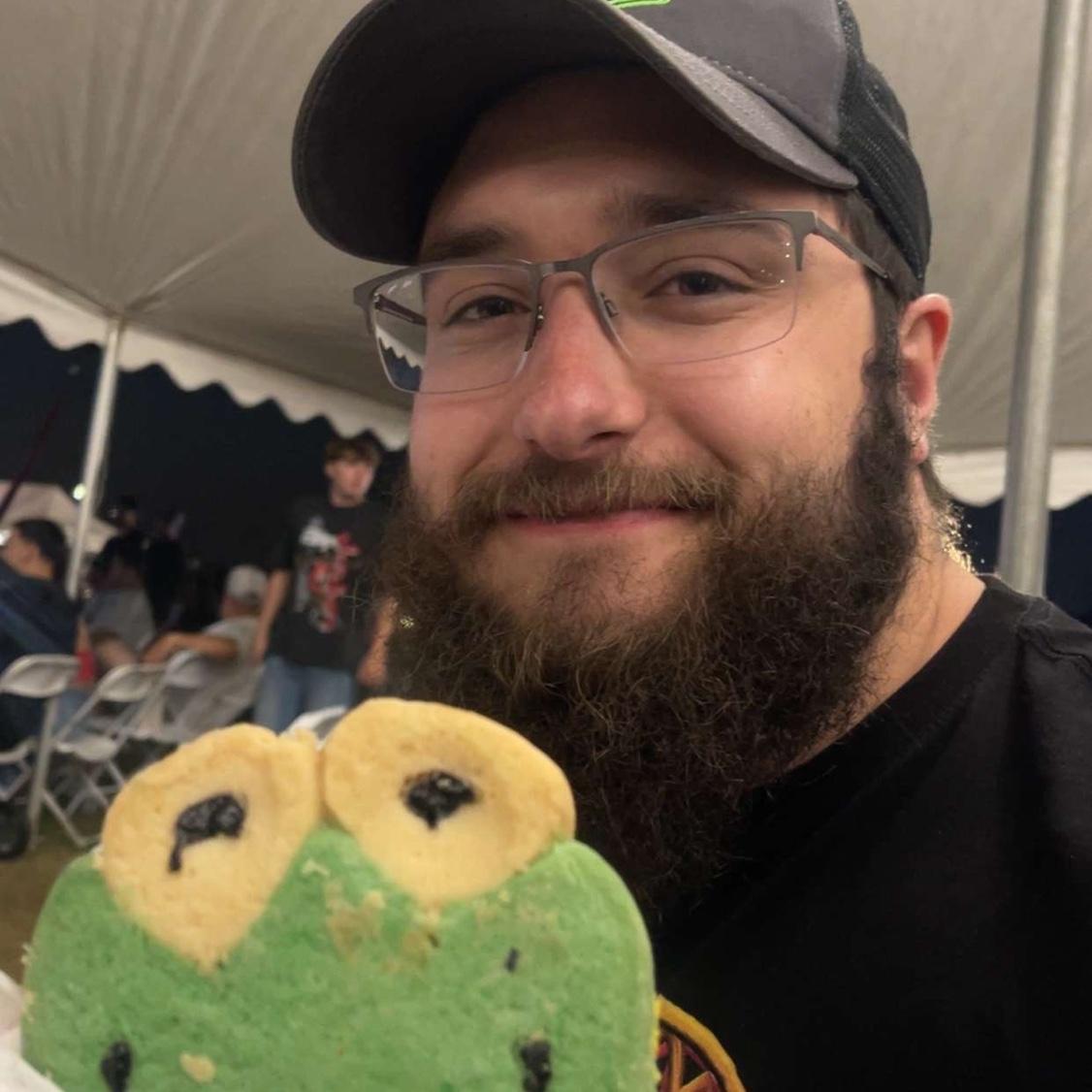 Came for the parade. Stayed for the froggie cookie. 🇲🇽🐸
Gigi’s favorite photo of Pete because it perfectly sums him up — festive, focused, and 100% committed to dessert.