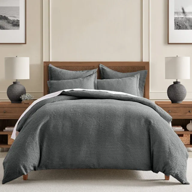 Cloud Waffle Charcoal Full/Queen Comforter Set - Levtex Home