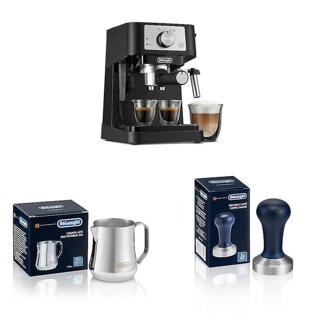 De'Longhi Stilosa Manual Espresso Machine, Latte & Cappuccino Maker & Stainless Steel Milk Frothing Pitcher, 12 ounce (350 ml) & DLSC058 Coffee Tamper