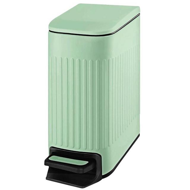 TIPGO Small Bathroom Trash Can with Lid Soft Close, 6 Liter / 1.6 Gallon Stainless Steel Garbage Can with Removable Inner Bucket, Foot Pedal, Slim Trash Cans for Bedroom, Office, Kitchen (Green)