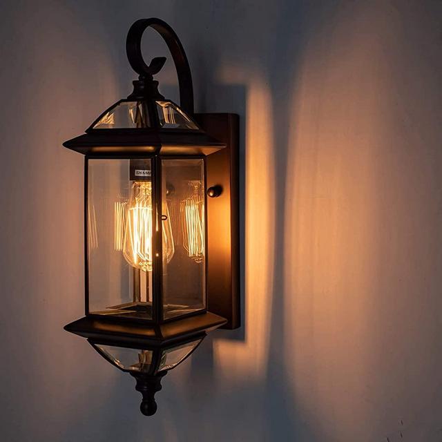 GAZELIGHTING Exterior Light Fixtures 18.5" H Outdoor Wall Lights Oil Rubbed Bronze Porch Light with Clear Glass for Patio Garage Front Porch 1 Pack Bulb Not Included