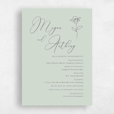 Light Sage, Green Wedding Program - Belencito