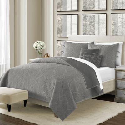 Camber 5-Piece Reversible Full/Queen Quilt Set in Grey