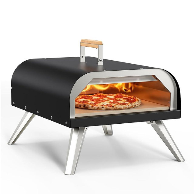 WOOCIT Pizza Oven Outdoor 12" Multi-Fuel – Wood Fire & Propane Pizza Oven (Burner Sold Separately), Outdoor Pizza Oven Reaches 720°F with Pizza Stone & Peel, Portable for Backyard, Camping, Tailgating