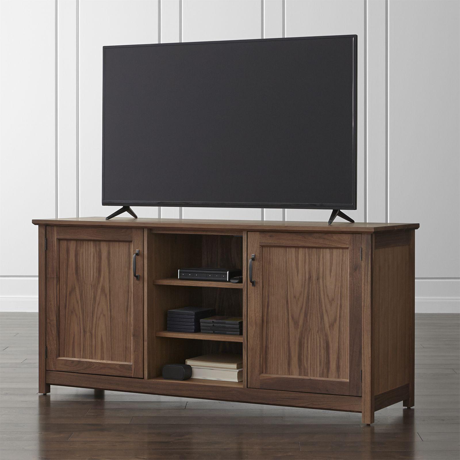 Crate And Barrel Ainsworth Walnut 64 Media Console With Glass