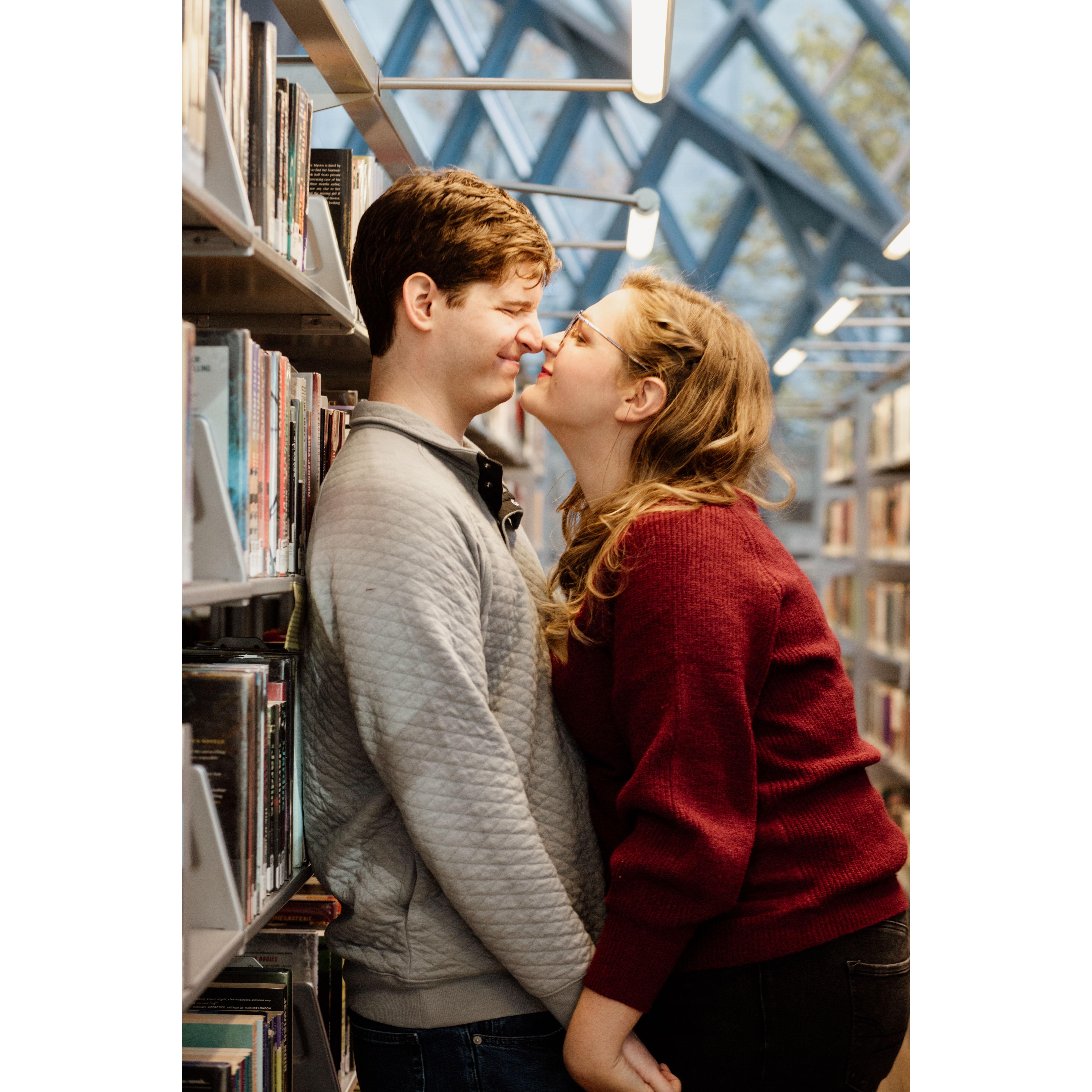 Engagement Photos at the Seattle Public Library