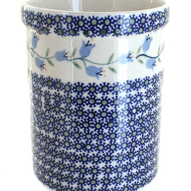 Blue Rose Polish Pottery Tulip Utensil Jar