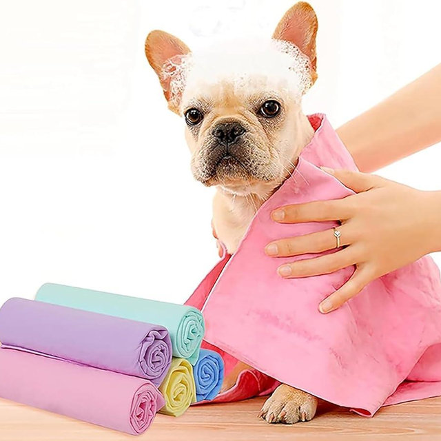 GabeFish Super Absorbent Shammy Dog Towels Quick Dry Eco-Friendly Soft Multifunctional Pets Cats Towel Packs Large 5PC