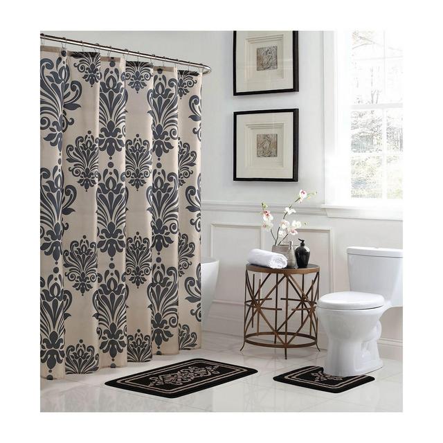 Reverly Damask Bathroom Shower Set, 15 Piece