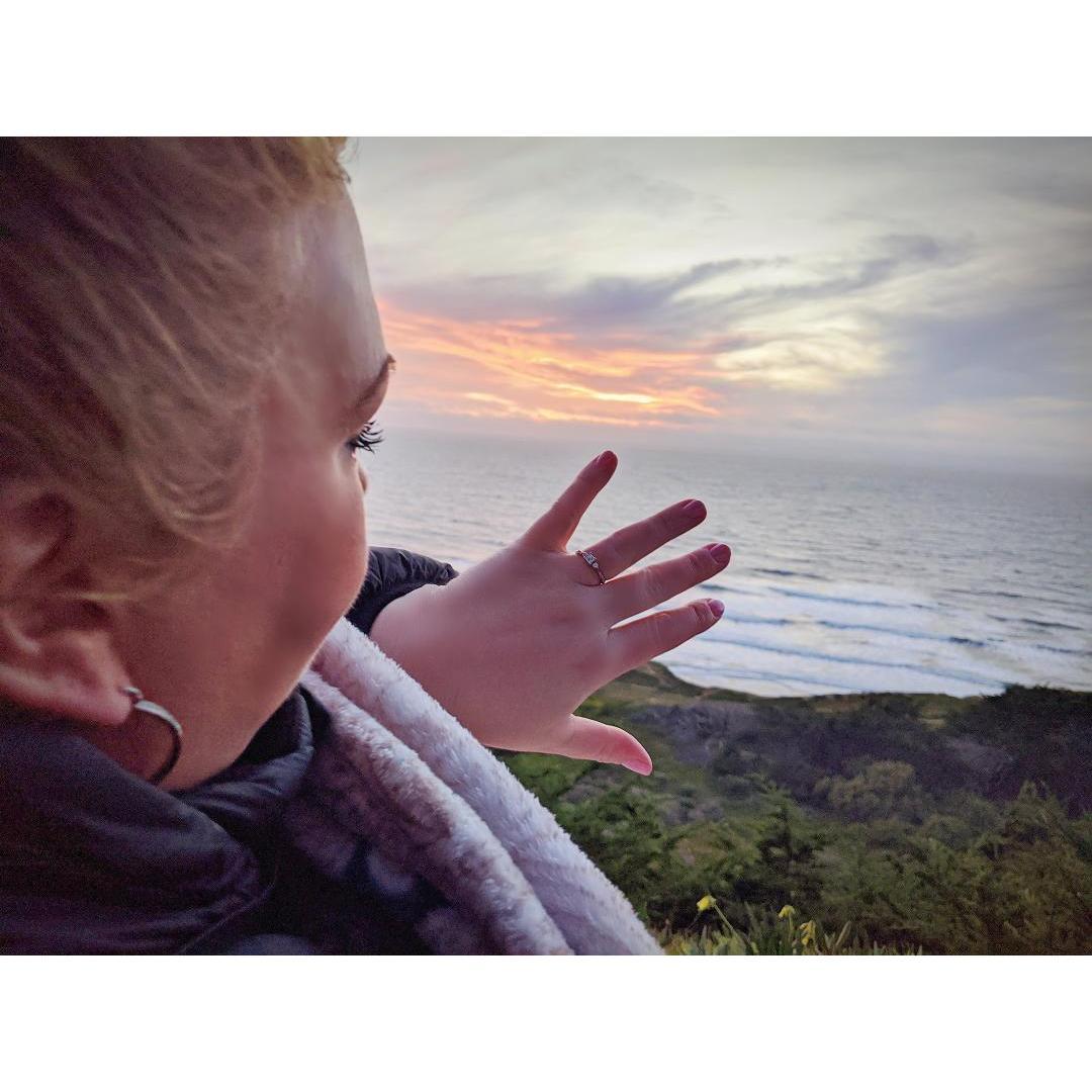 We went to watch the sunset after we did our mini-photo shoot. Oran took a picture of me admiring my ring. Haha.