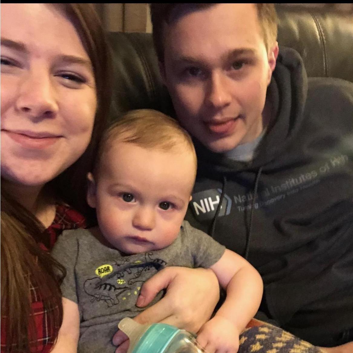 Us with our nephew, River, Christmas 2019