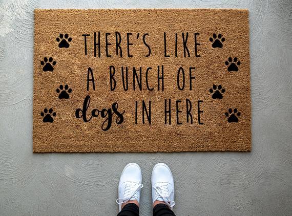There's like a bunch of dogs in here doormat, home decor, custom doormat, welcome mat, front door mat, dog front doormat , dog doormat