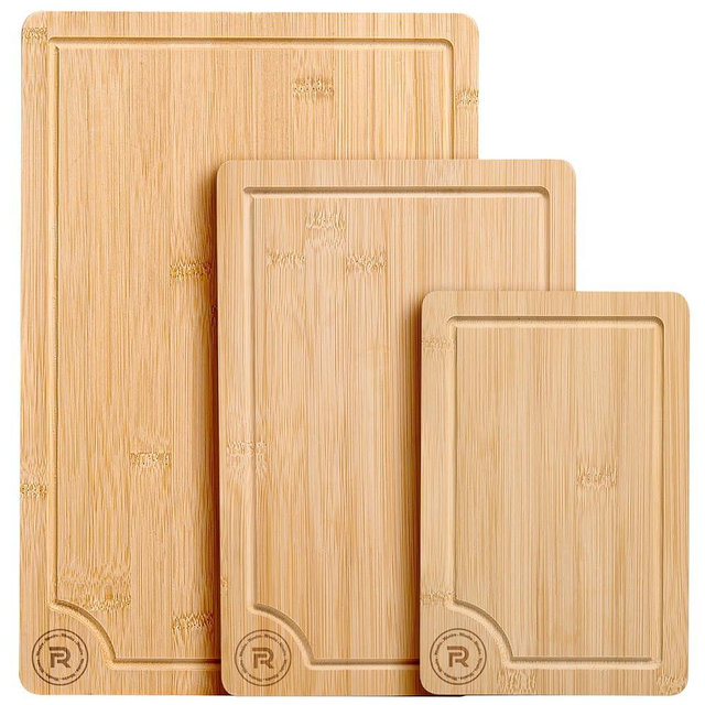 Riveira Bamboo Cutting Boards For Kitchen – Versatile and Durable: Set Of 3 Pcs Rectangular Wooden Cutting Board – Wooden Cutting Boards For Kitchen – Complete Wooden Cutting Boards For Kitchen
