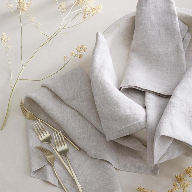European Linen Chambray Napkin in Natural, Set of 12