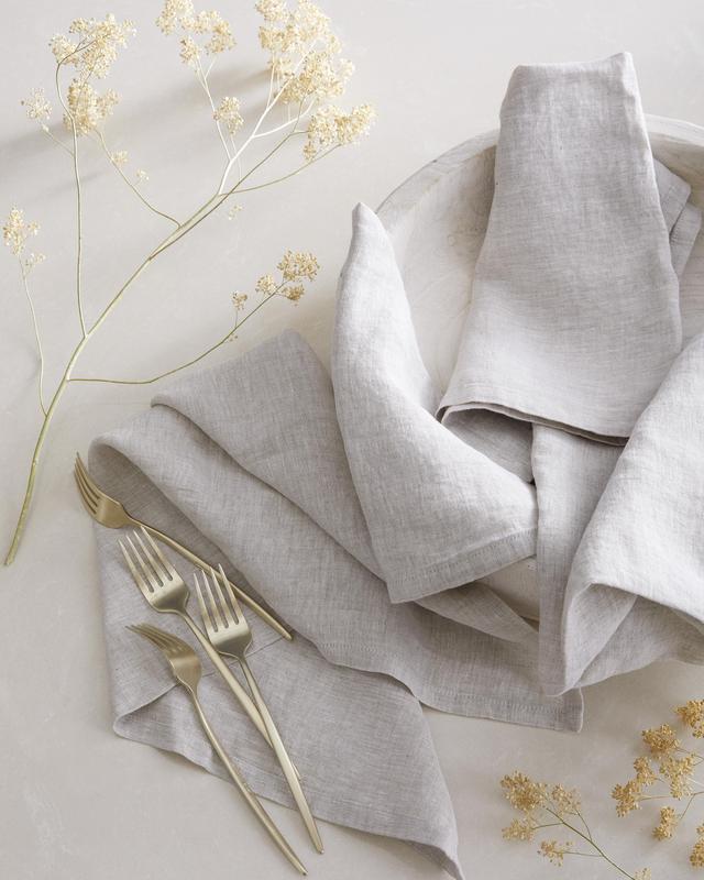 European Linen Chambray Napkin in Natural, Set of 12