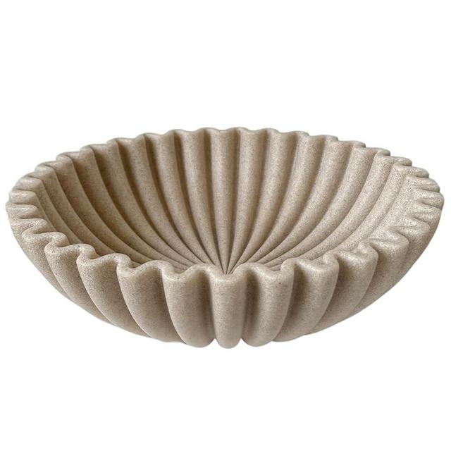 OAKOA Beige Resin Large Decorative Bowls for Home Decor - Decorative Bowl for Keys Entryway Table - Decorative Fruit Bowl Decor - Purse Bowl