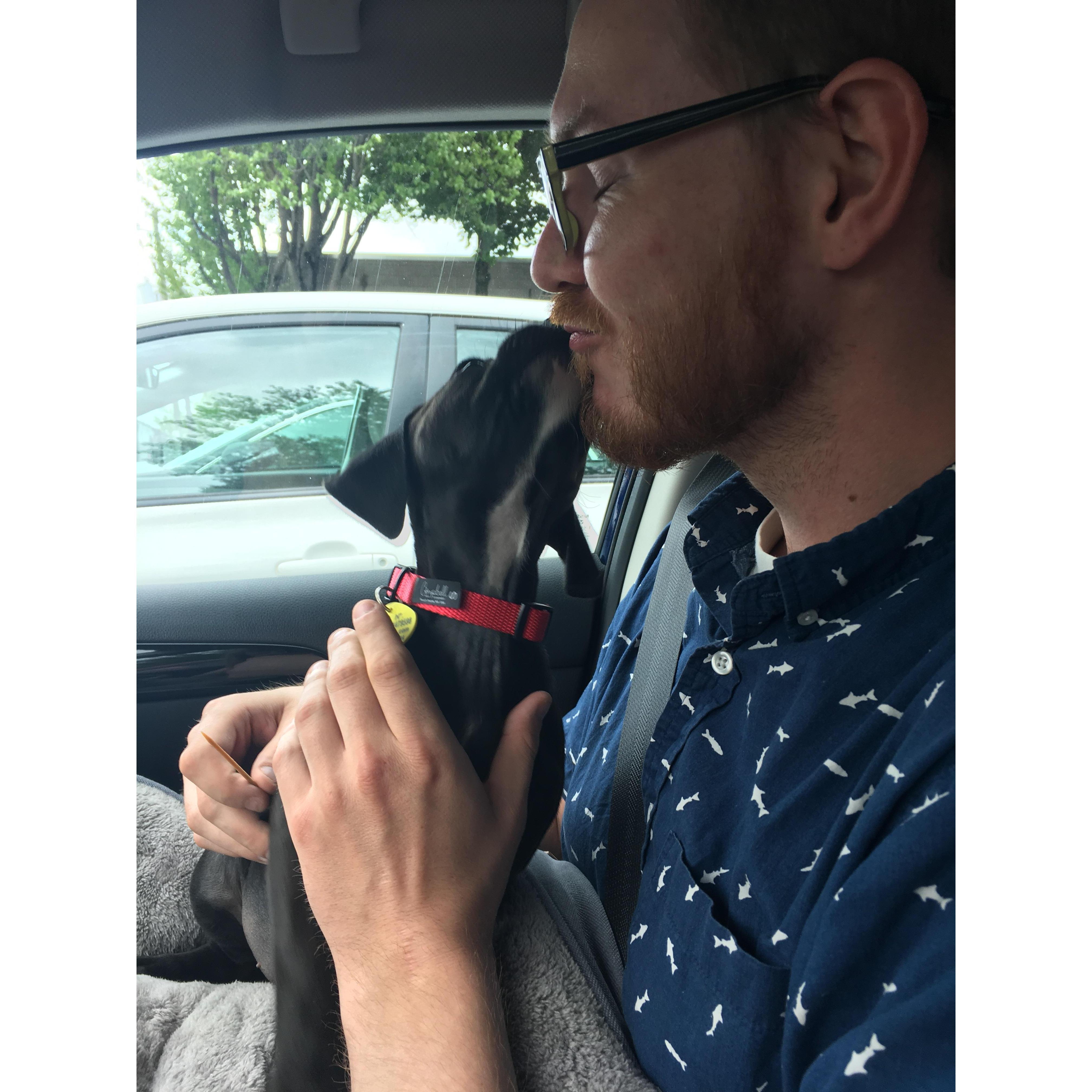The day we brought our puppy, Floki home from the animal shelter :)