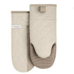 KitchenAid Beacon Two-Tone Non-Slip Oven Mitt Set, Milkshake/Beige, 5.75"x13", 2 Piece