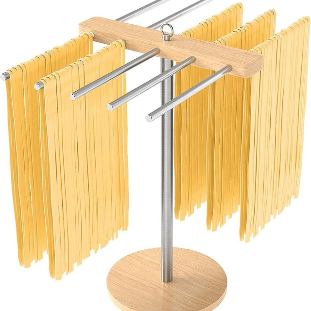 Large Pasta Drying Rack, Stable Pasta Drying Rack Collapsible for Fresh Spaghetti, 304 Stainless Steels Arms Prevents from Sticking, Drying Rack for Homemade Noddles, Tagliatelle, Fettuccine