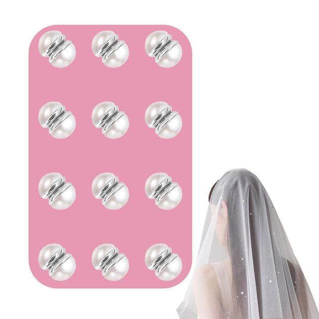 Adullpony 12 Pairs Veil Weights Invisible Pearl Wedding Veil- Double-Sided Pearl Veil Weights Bridal Veil Wedding- Bridal Accessories Magnetic Pearls- Mantilla Wedding Veil Lightweight Veil Pearl
