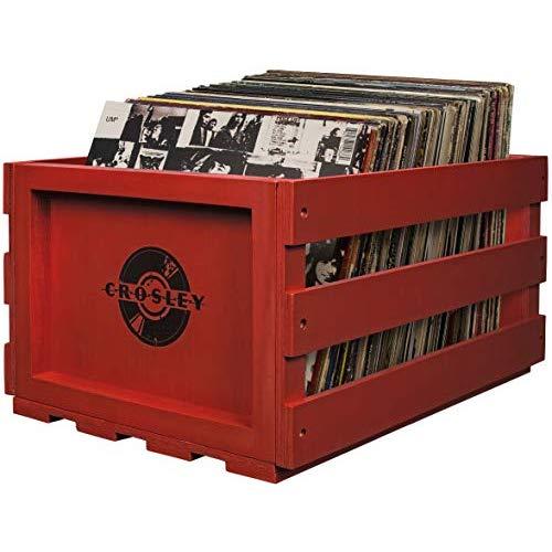 Crosley AC1004A-RE Record Storage Crate Holds up to 75 Albums, Red