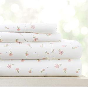 Linen Market Double-Brushed Patterned Microfiber Full Sheet Set 4 Piece – Oeko-TEX Certified Ultra Soft & Wrinkle-Free - 16" Deep Pocket Sheets - Easy Care Full Size - Soft Floral Pink