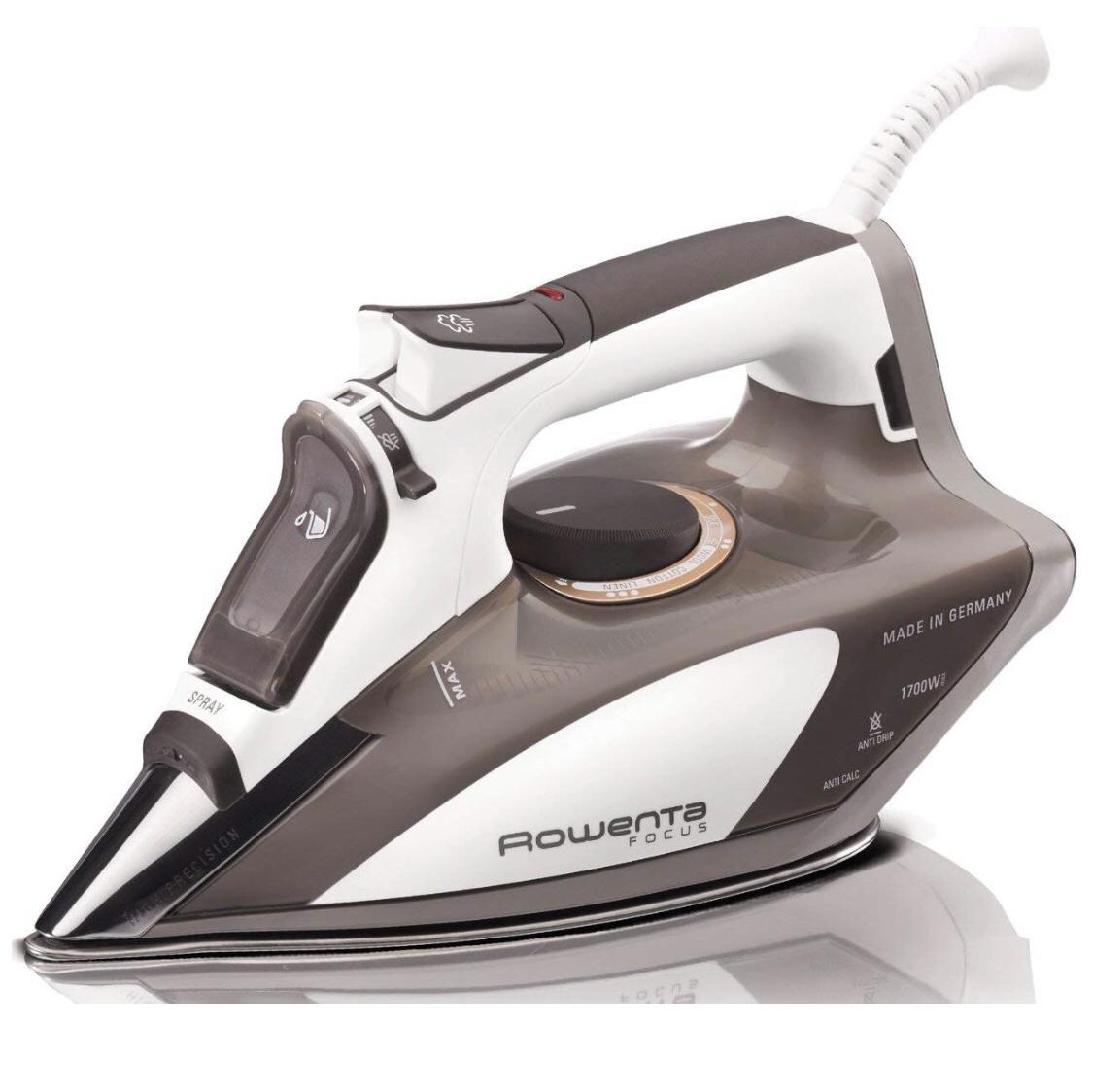 Rowenta 1700-Watt Micro Steam Iron Stainless Steel Soleplate with Auto-Off, 400-Hole, Brown, DW5080